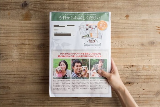 申し込みから5日後にポスト投函｜ナチュラルドッグフードお試し100円モニター体験レポート