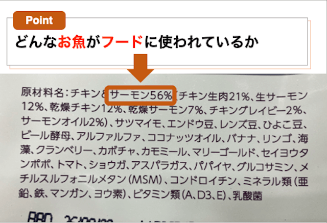 どんなお魚が使用されているか確認してフードを選ぶ
