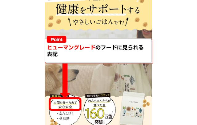 ヒューマングレードの原材料を使用しているフードに見られる表記