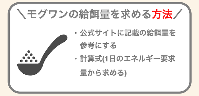 モグワンの給餌量を求める2つの方法