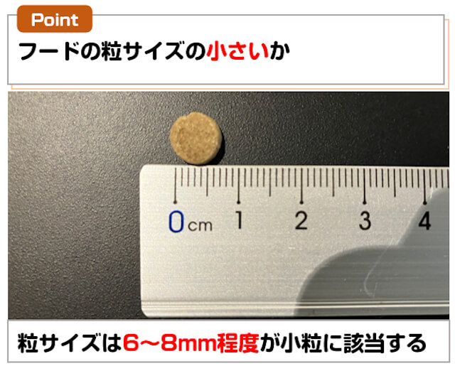 小粒タイプまたは小型犬向けフードを選ぶ