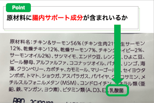 腸内環境サポート成分が含まれているフードを選ぶ