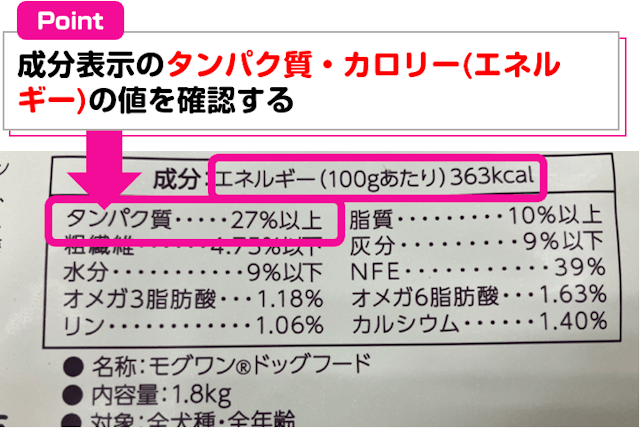 高タンパク・低カロリーのフードを選ぶ