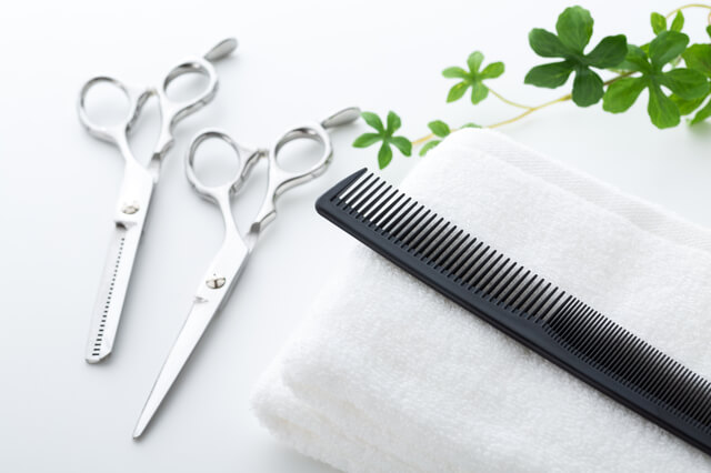 トリミング用のハサミとクシ