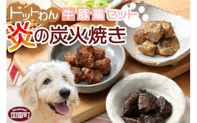 愛犬用 ドットわん 炎の炭火焼き 牛豚鶏セット